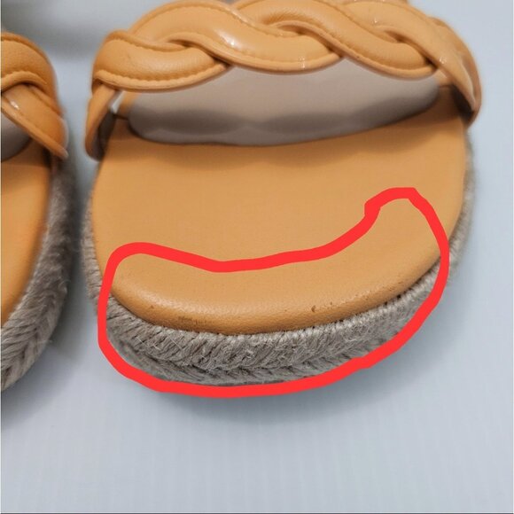 Stuart Weitzman Twist Espadrille Womens 8 Mango Leather Jute Wedge Sandal - Picture 8 of 16